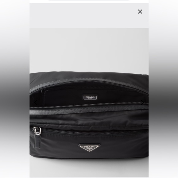 PRADA Re Nylon Saffiano leather travel pouch dopp kitt makeup bag black zip up - Picture 2 of 10